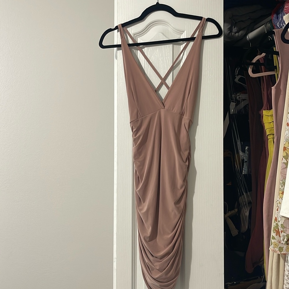 Pale pink form fitted dress